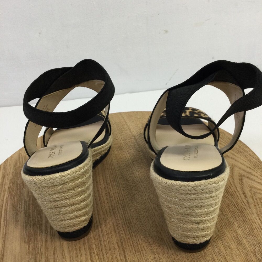 Cole Haan Women's Wedge Espadrille Sandals in Black Leopard Print Size 6B - Picture 3 of 10